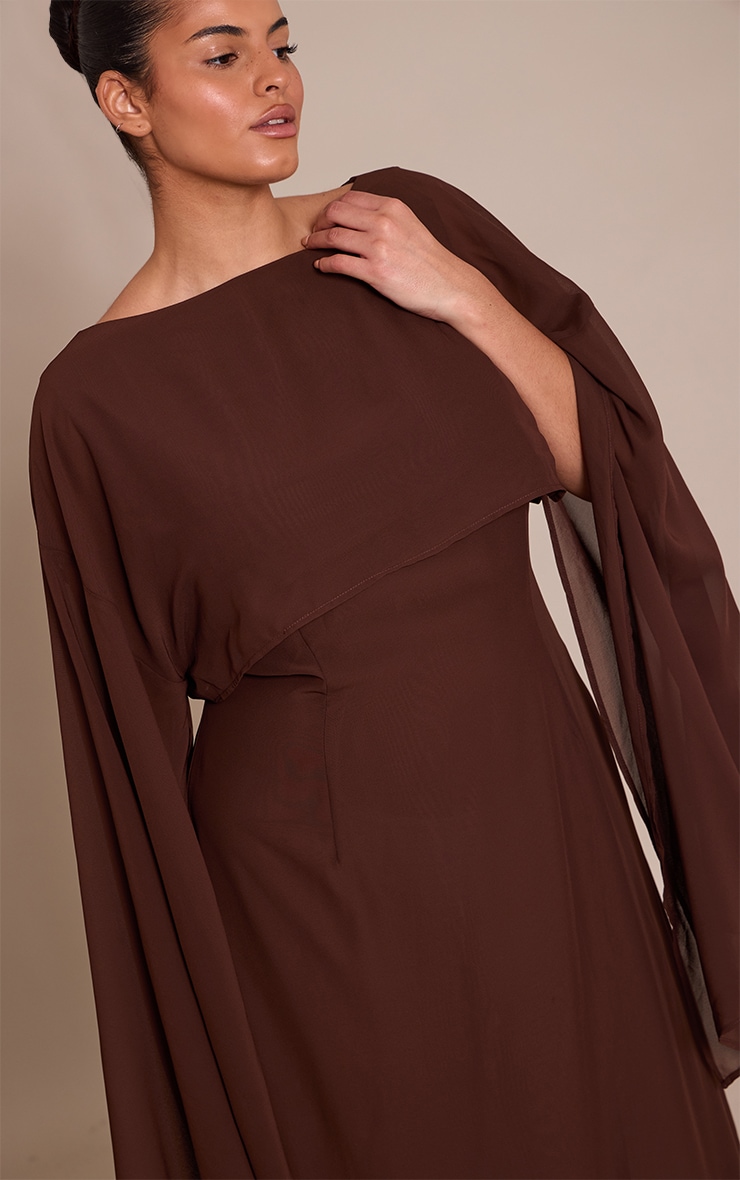 Plus Chocolate Cape Detail Maxi Dress image 4