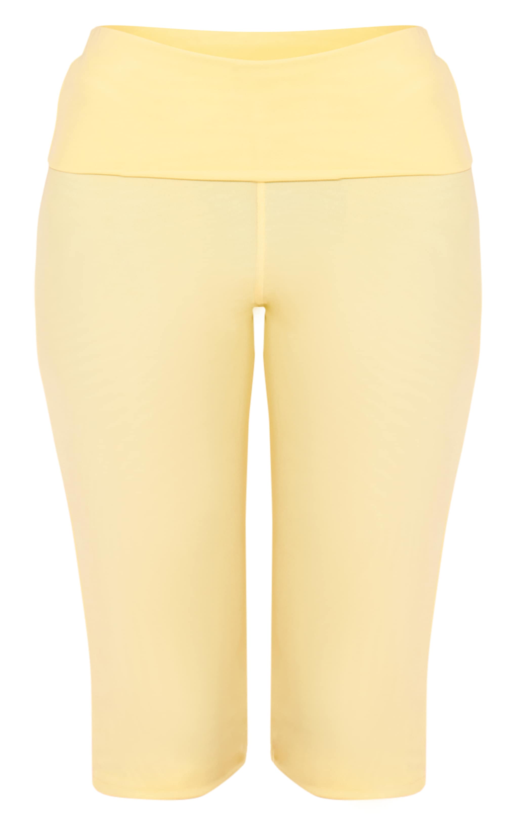 Pantalon capri en mesh jaune citron à détail replié image 5