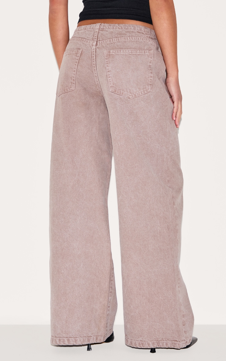 Mushroom Low Rise Tie Waistband Wide Leg Jeans image 3