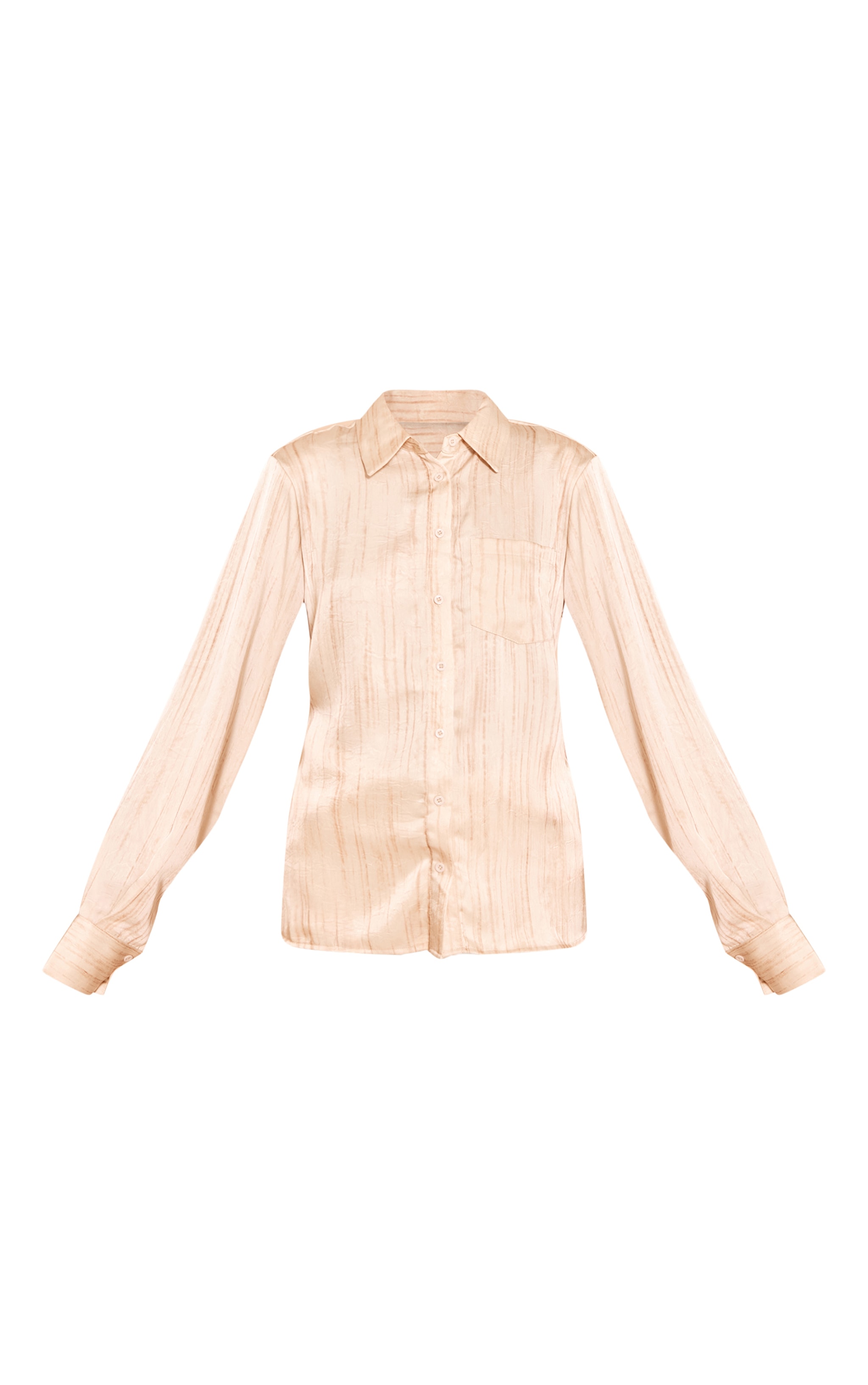 Cream Textured Satin Shoulder Pad Shirt image 5