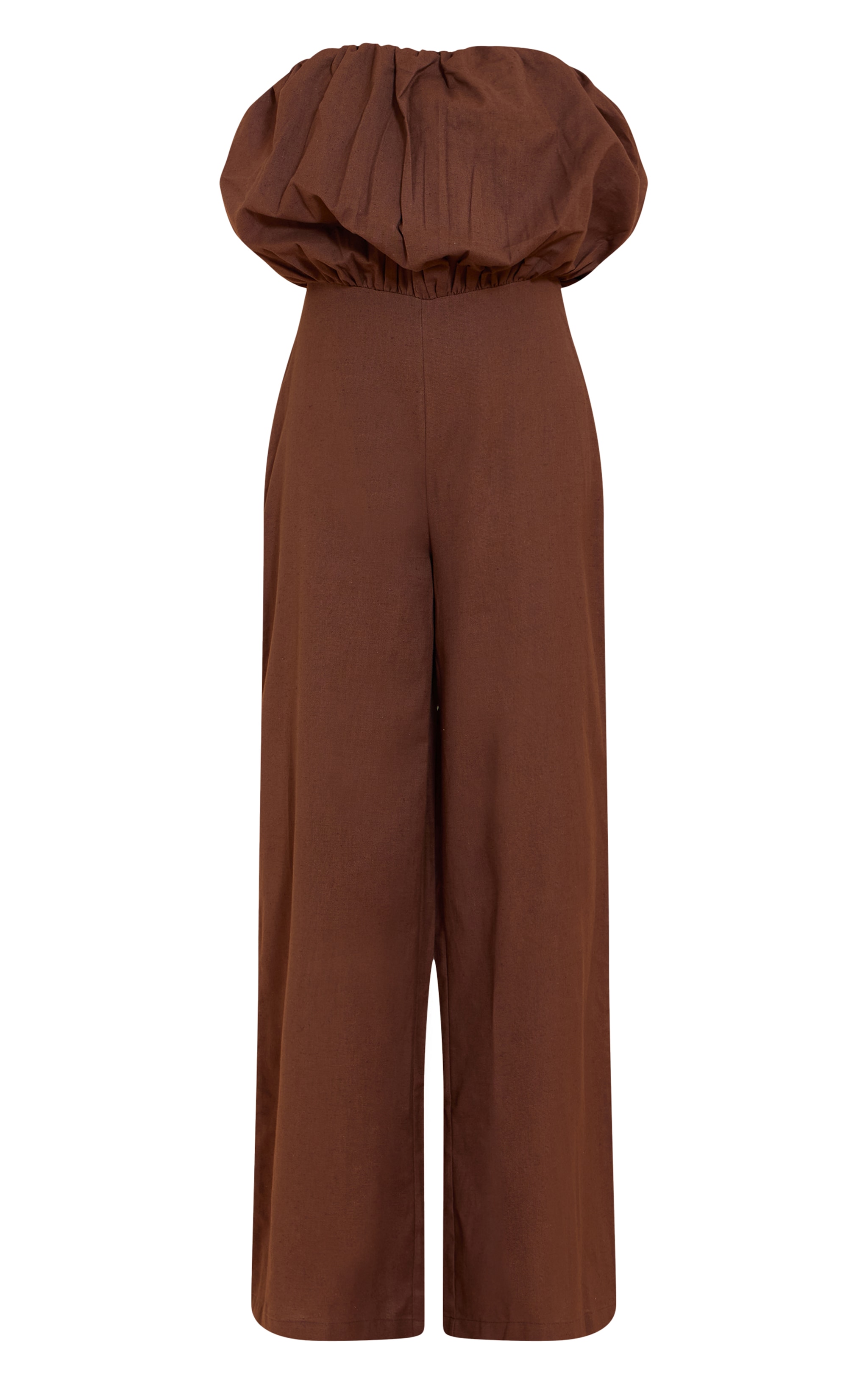 Dark Chocolate Cotton Puffball Bandeau Straight Leg Jumpsuit image 5