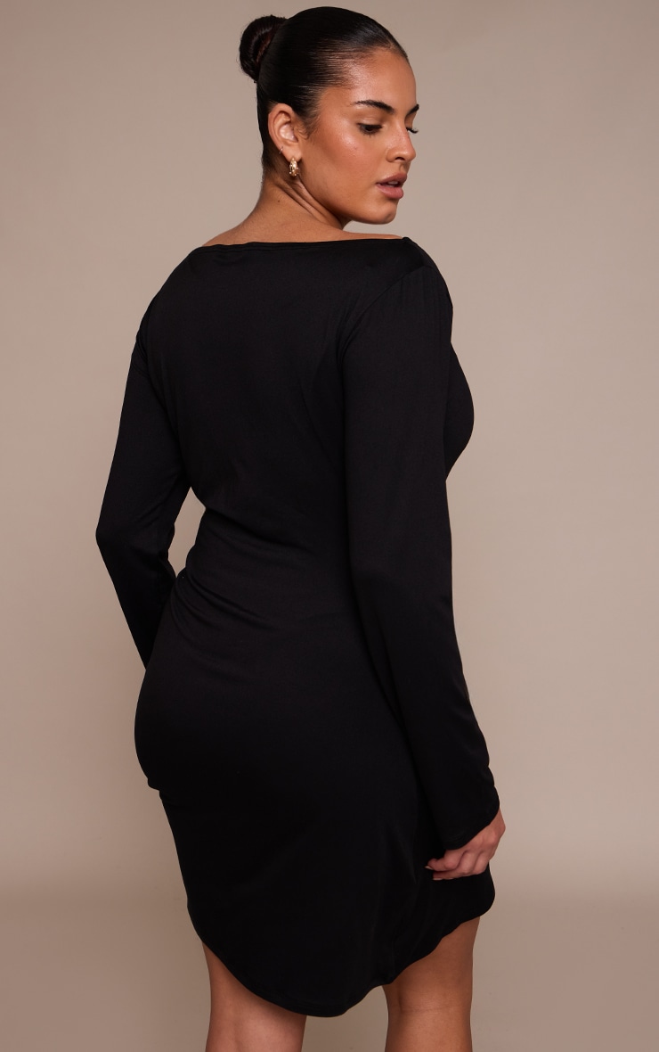 Plus Ruched Side Boat Neck Mini Dress image 2