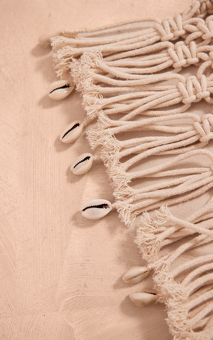 Natural Macrame Shell Trim Beach Bag image 4