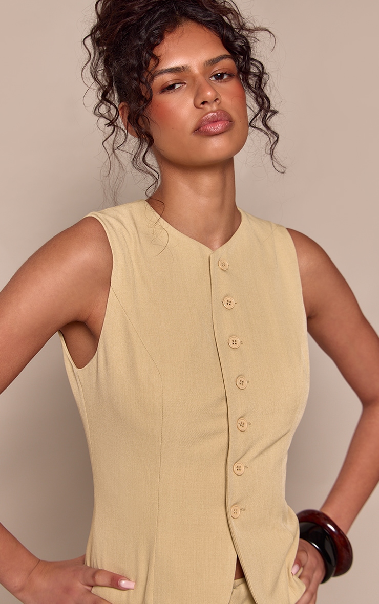 Light Sage Tailored Woven Waistcoat