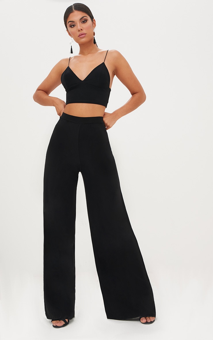 Pantalon palazzo près du corps noir