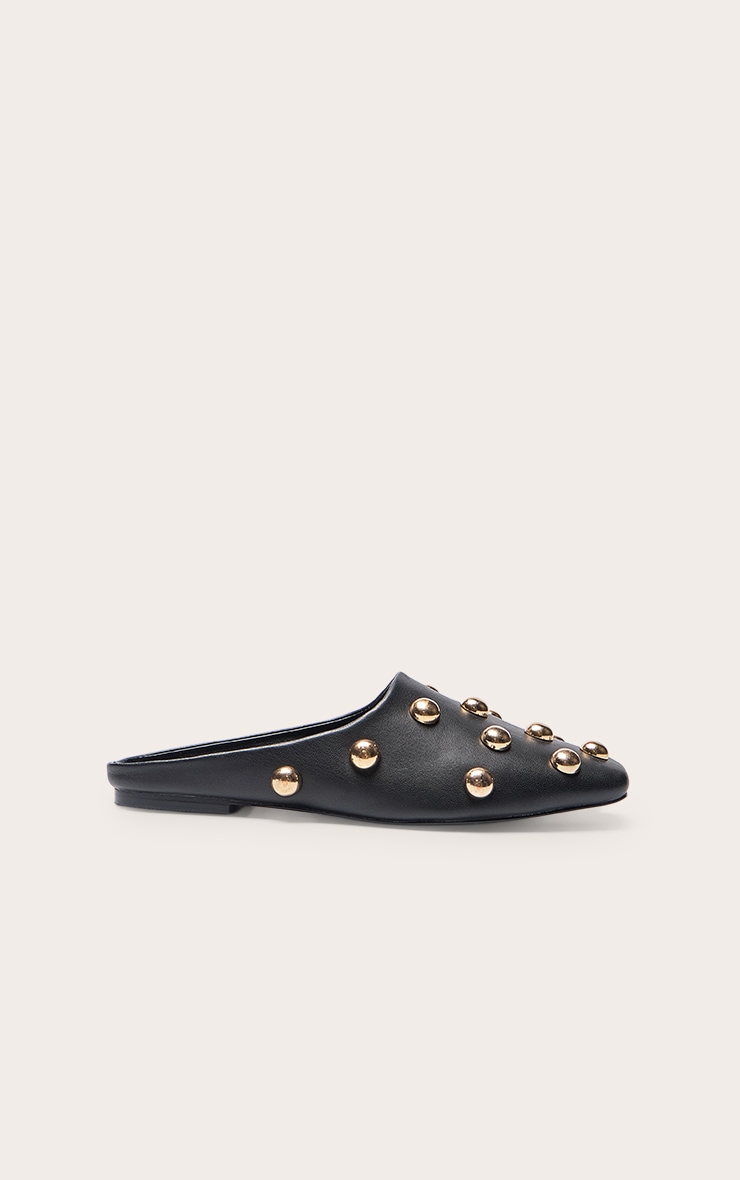 Black Dome Stud Slip On Mules image 2