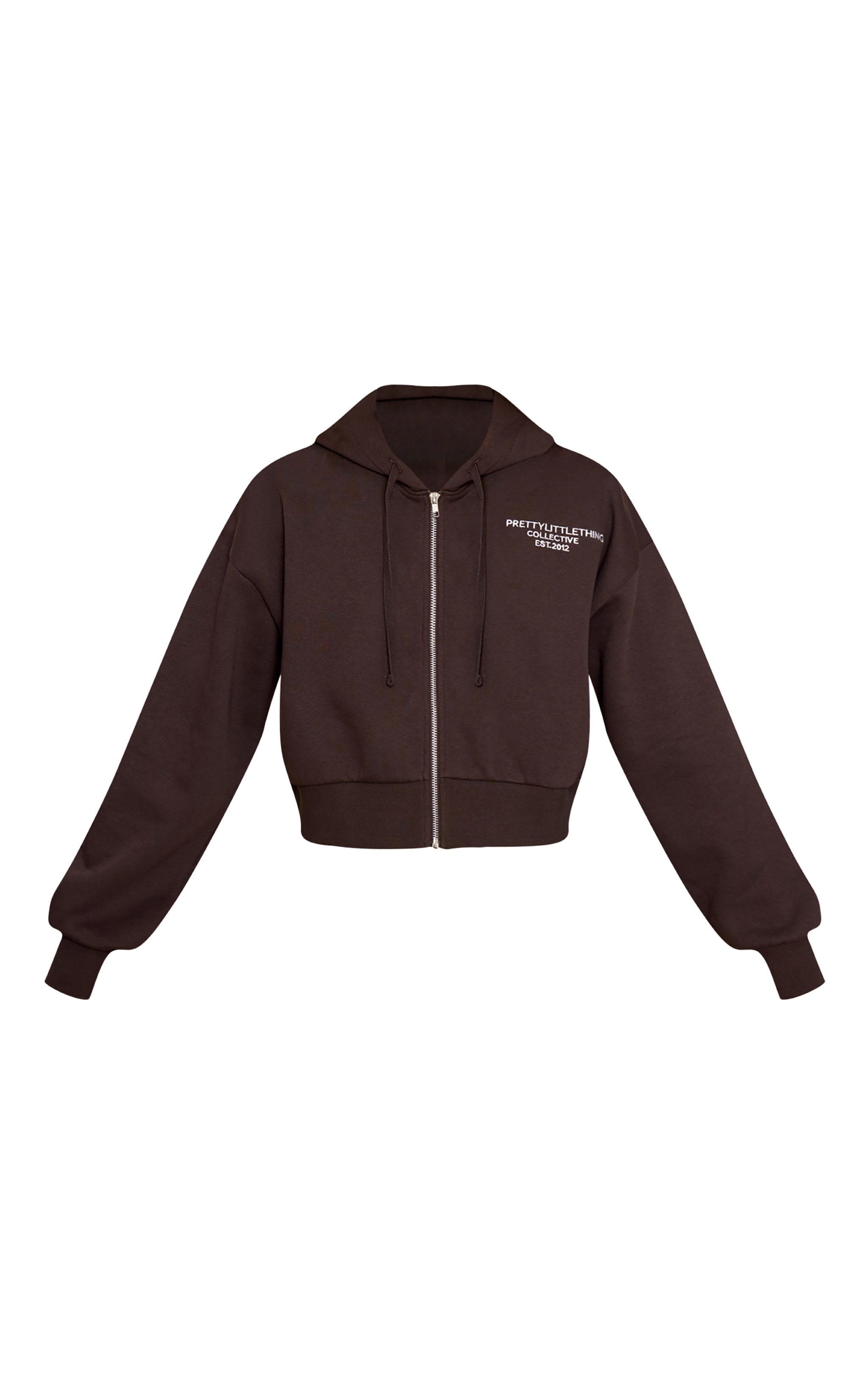 PRETTYLITTLETHING Espresso Print Zip Front Hoodie image 5