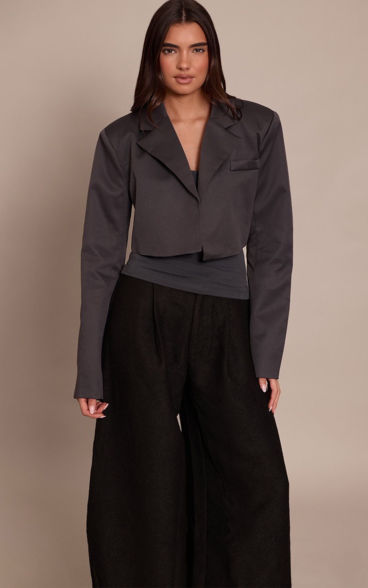 Charcoal Tailored Cropped Blazer