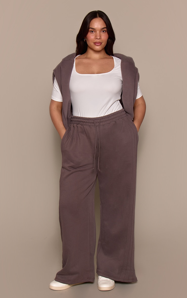 Plus Charcoal Grey Plus Black Seam Detail Sweatpants image 1