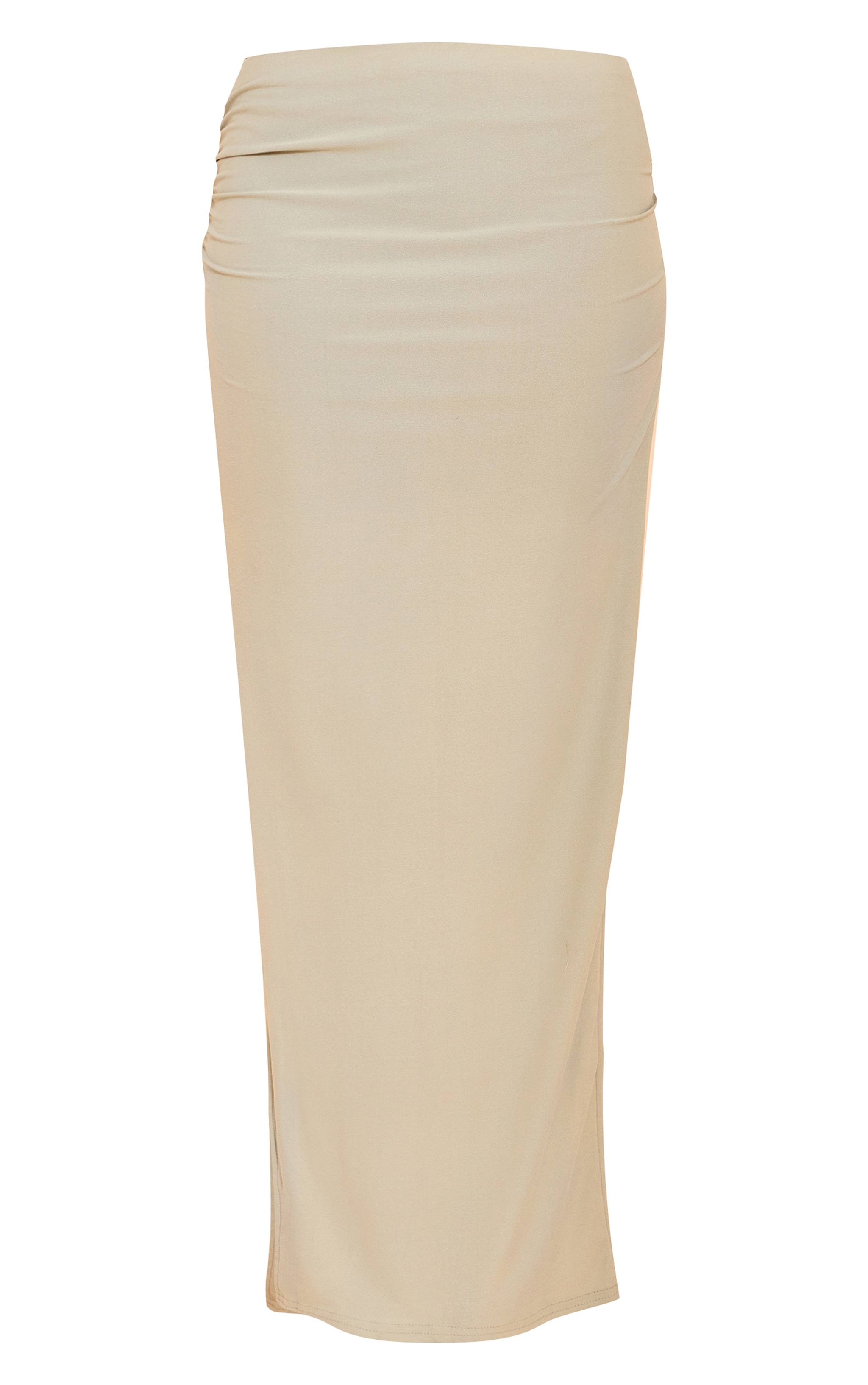 Sage Green Soft Touch Ruched Waist Maxi Skirt image 5