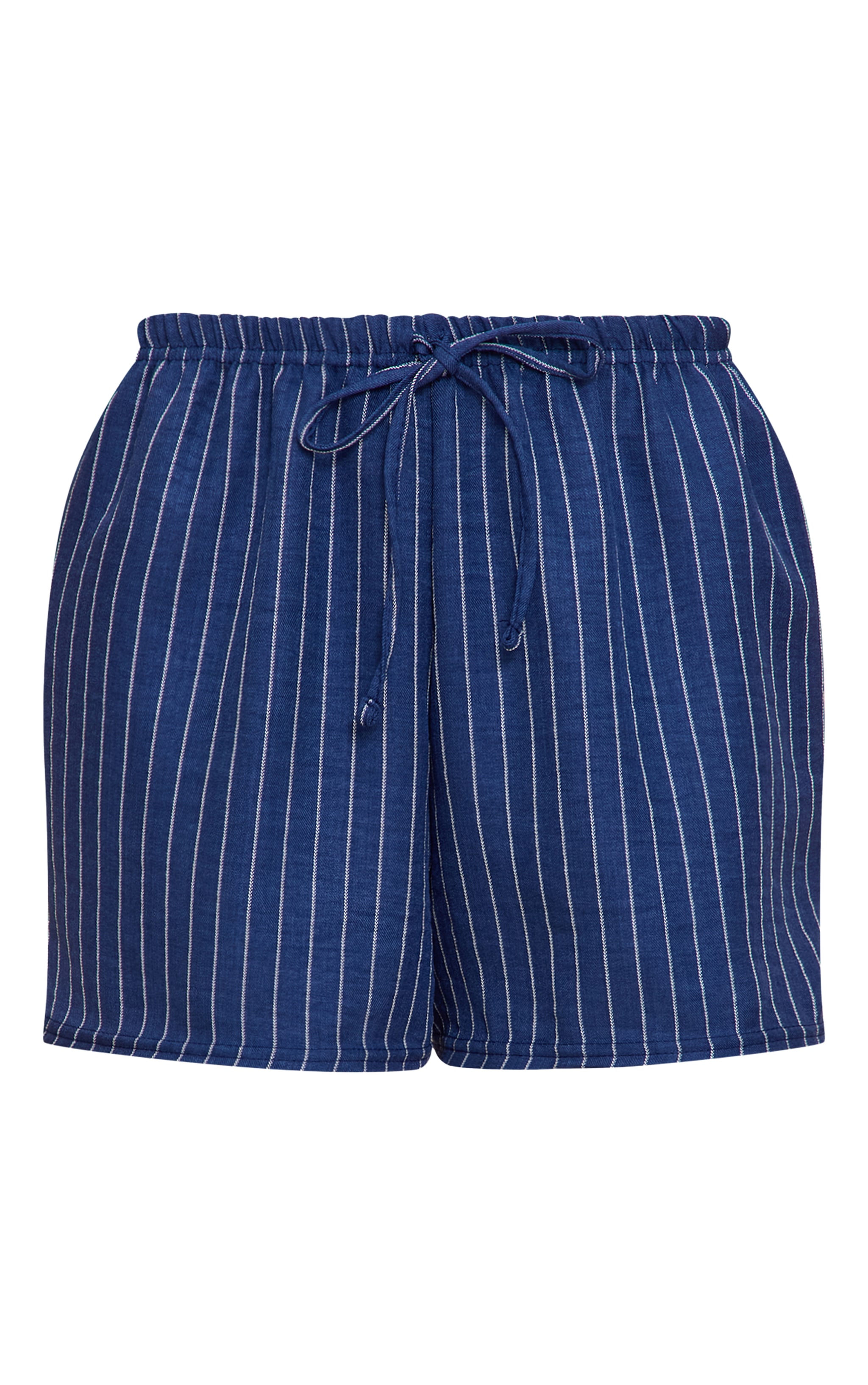 Navy Lightweight Woven Pinstripe Drawstring Shorts image 6
