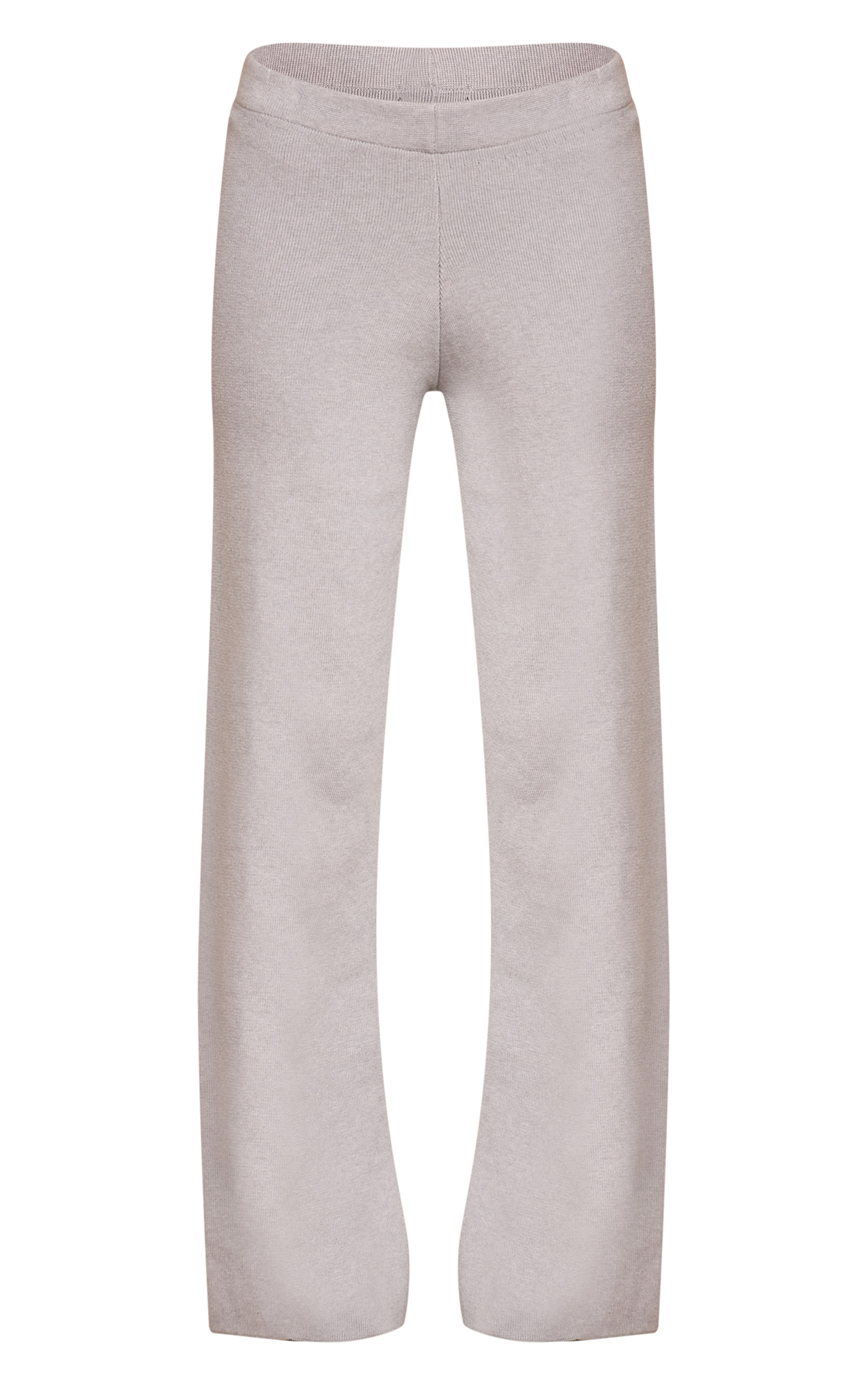 Grey Ribbed Knitted Wide Leg Pants image 5