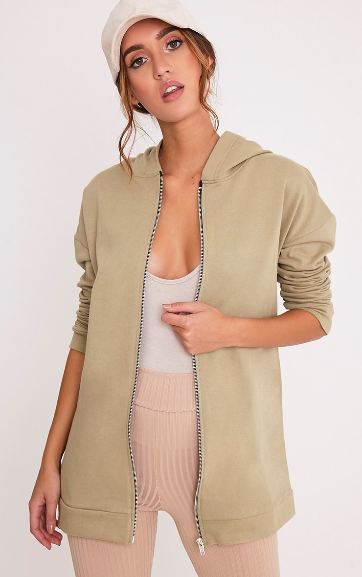 Bonita Sage Green Oversized Zip Hoodie | Tops | PrettyLittleThing