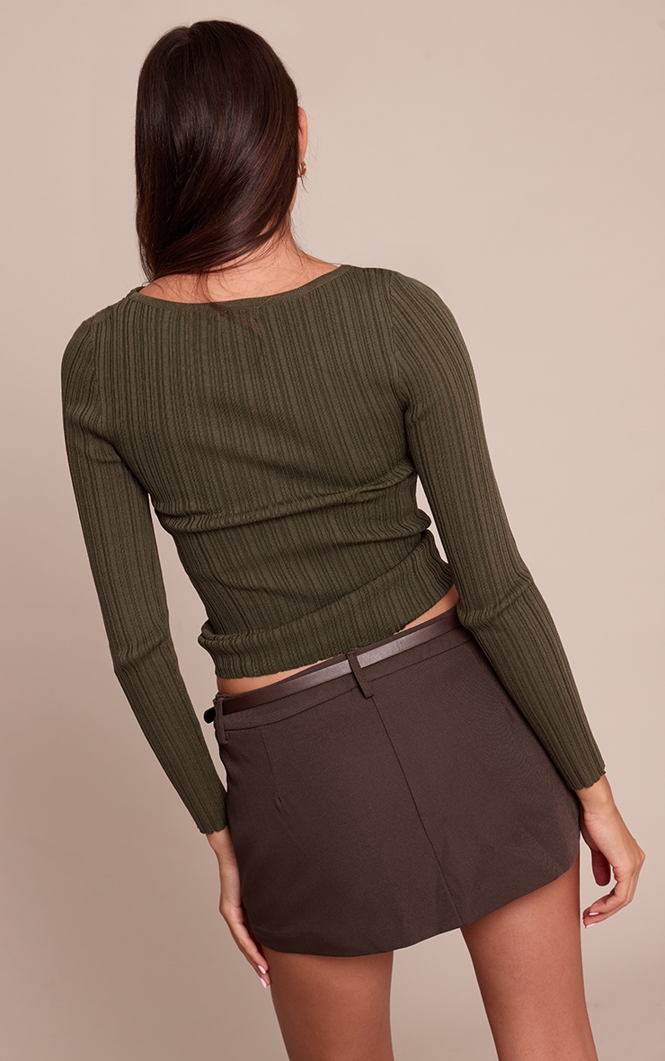 Chocolate Woven Belted Skirt image 3