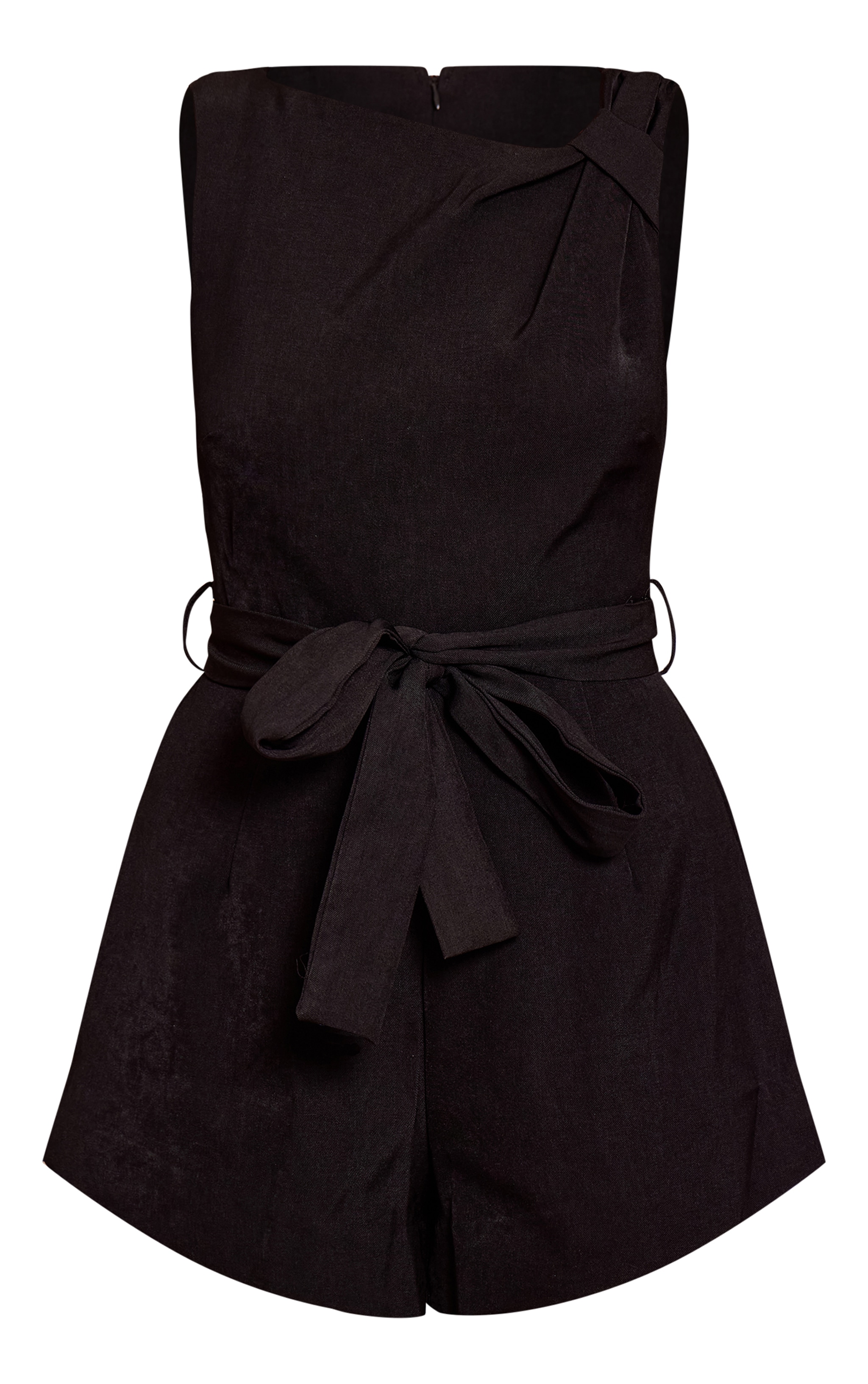Black Woven Tie Belt Romper image 5
