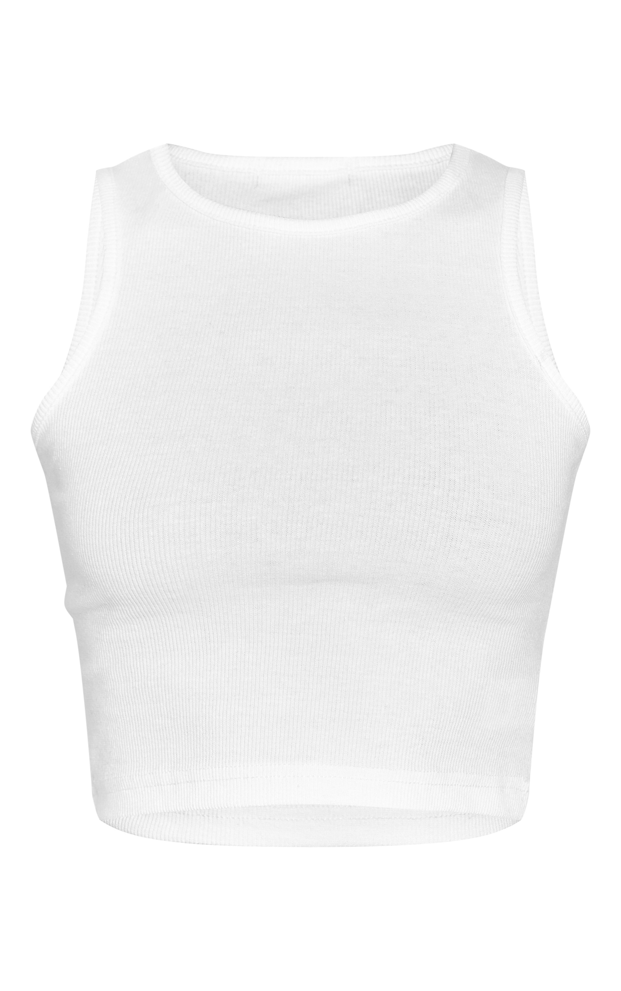 White Rib Racer Crop Top image 5