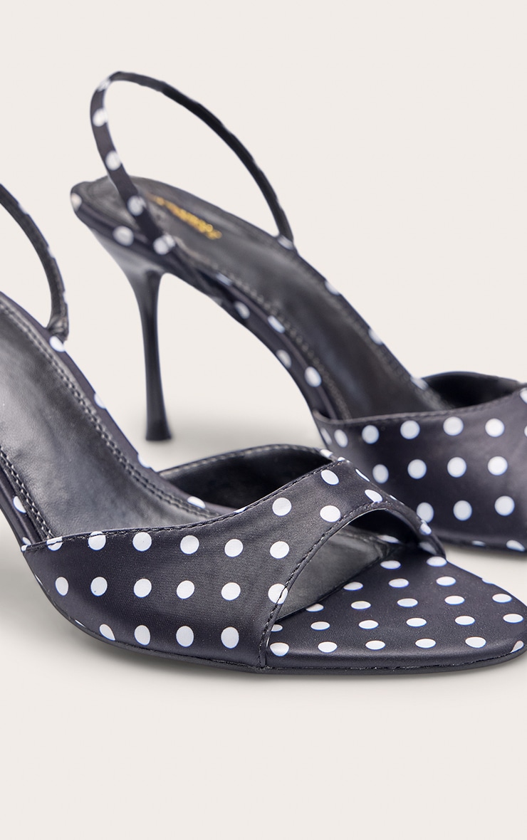 Polka Dot Open Toe High Heel Slingback Heels image 5