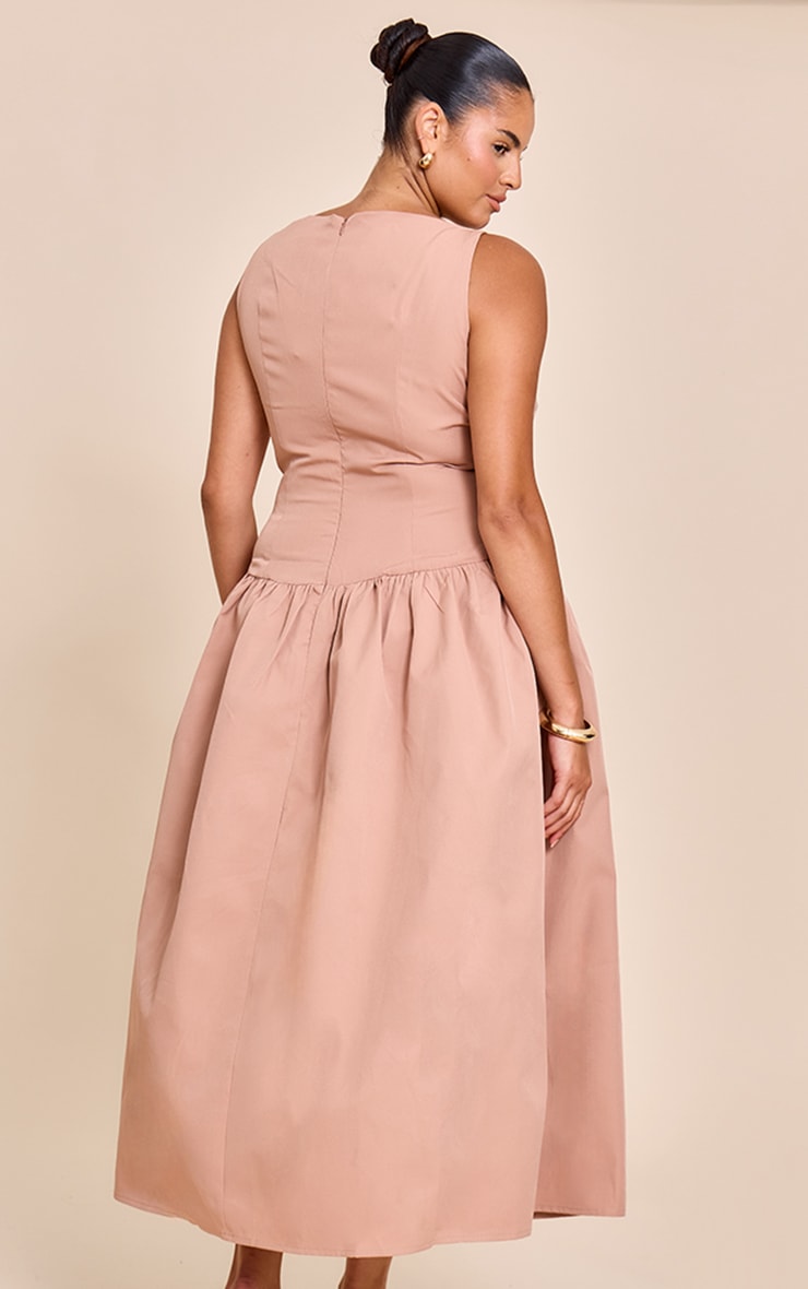 Plus Taupe Dropped Waist Midaxi Dress image 2