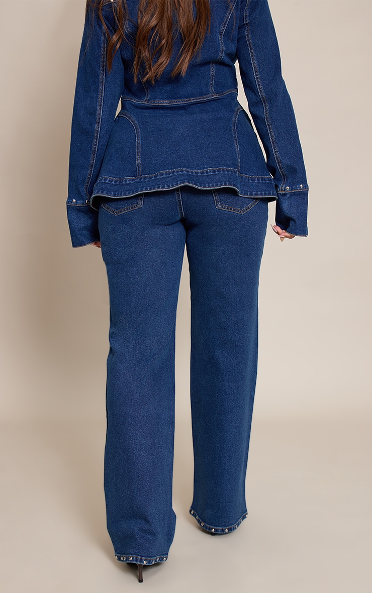 Shape Dark Blue Studded Hem Straight Leg Jean image 3