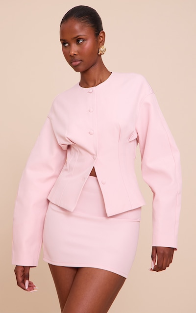 Blush Tailored Woven Boxy Balloon Sleeve Blazer