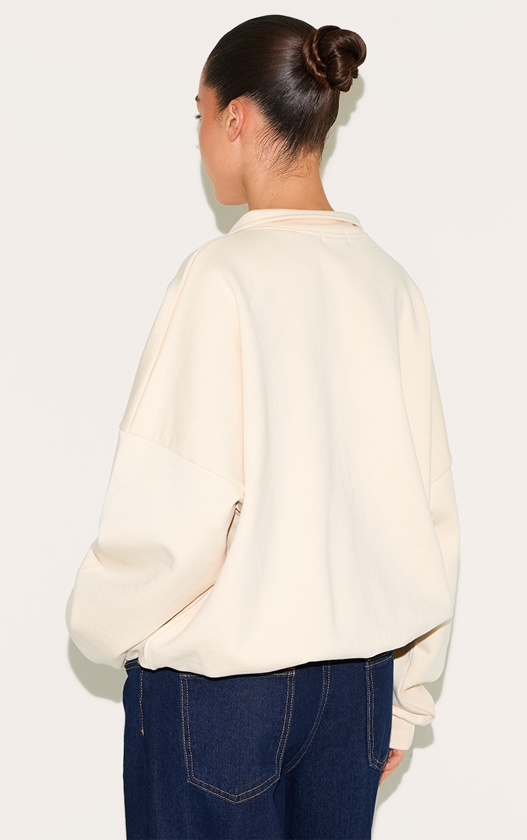 Cream Premium Sweat Oversized Polo image 2