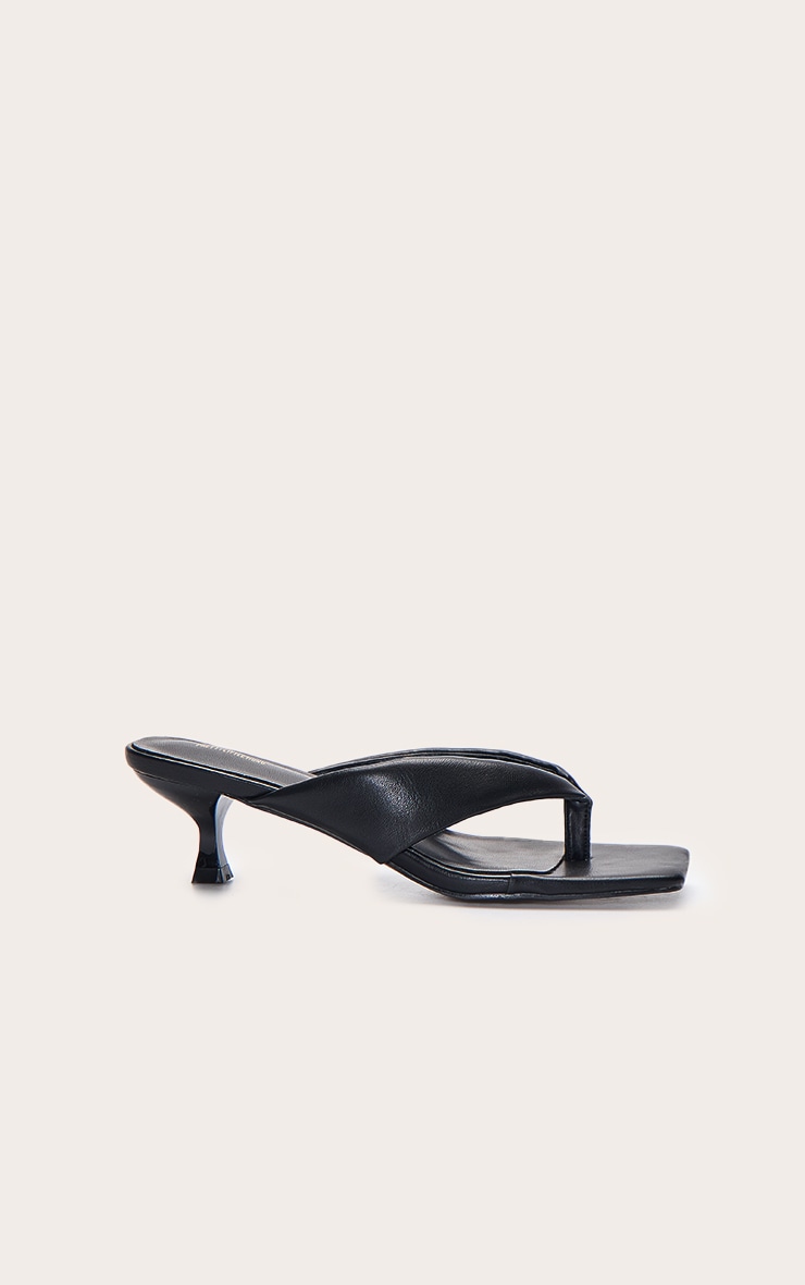 Black Pu Toe Thong Square Toe Mule image 2