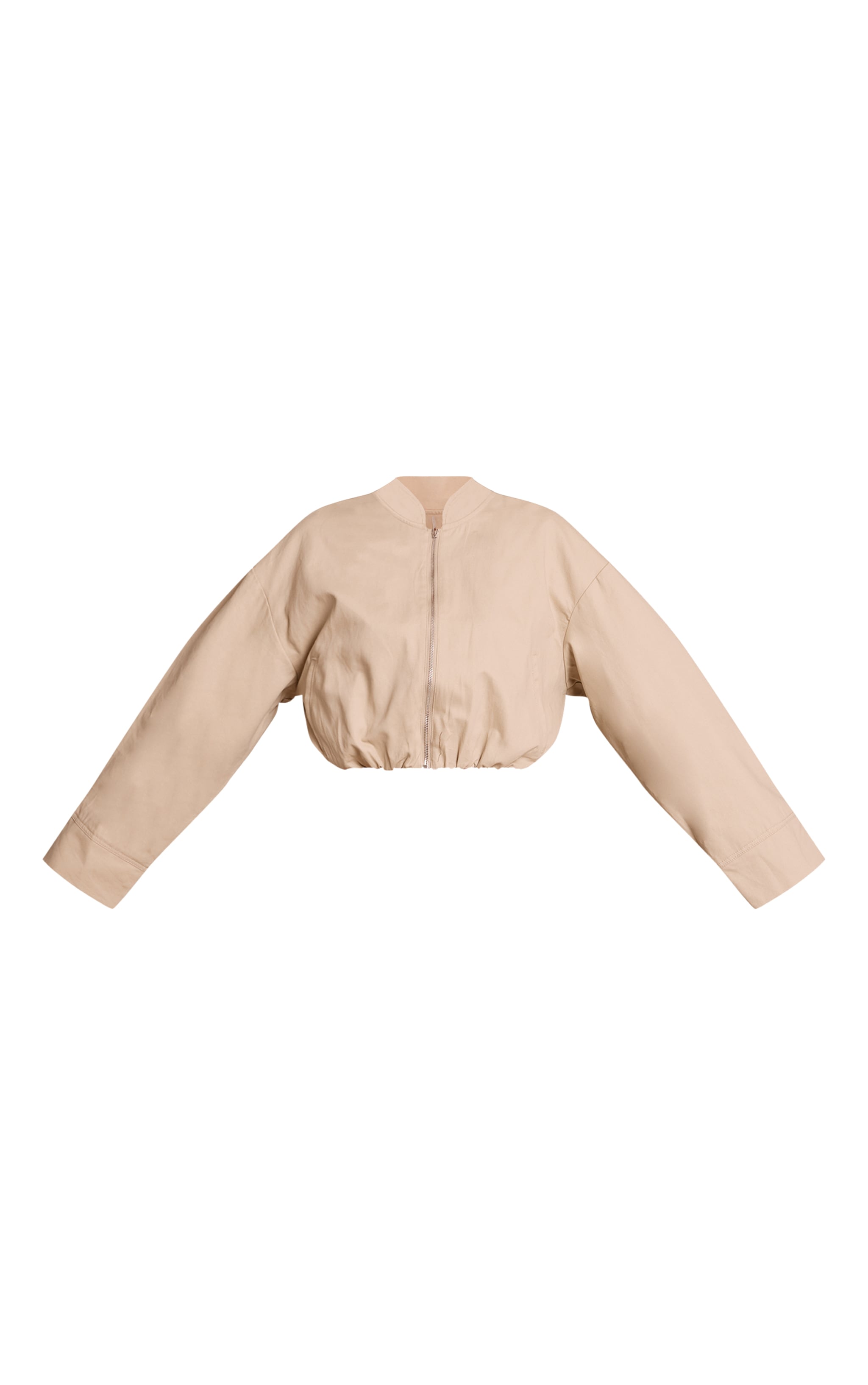 Sand Bubble Hem Denim Cropped Bomber Jacket image 5