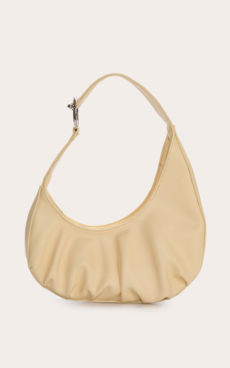 Cream PU T Bar Asymmetric Shoulder Bag image 3