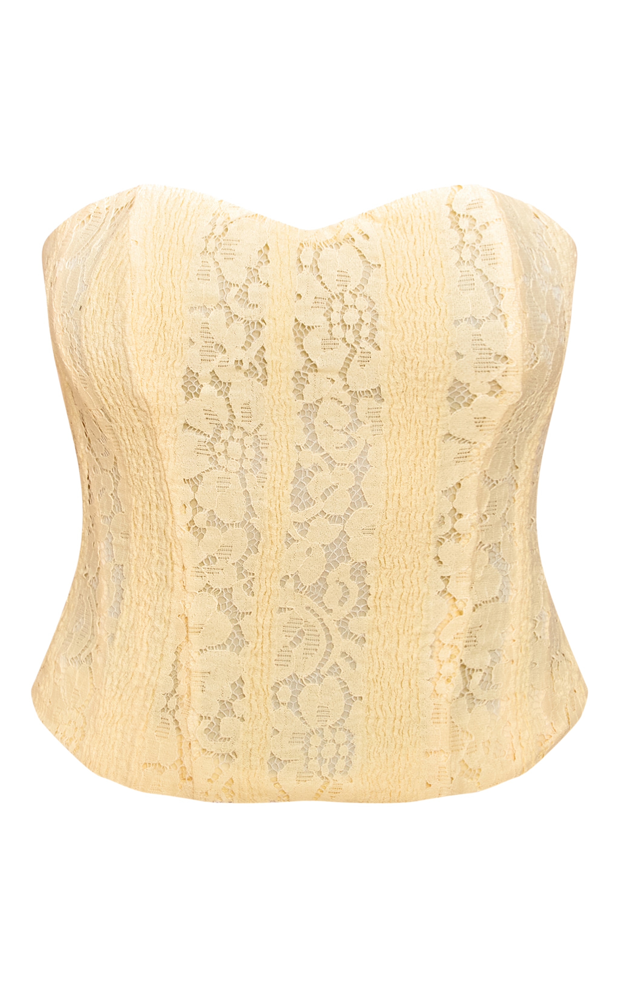 Butter Yellow Lace Boned Bandeau Corset Top image 5