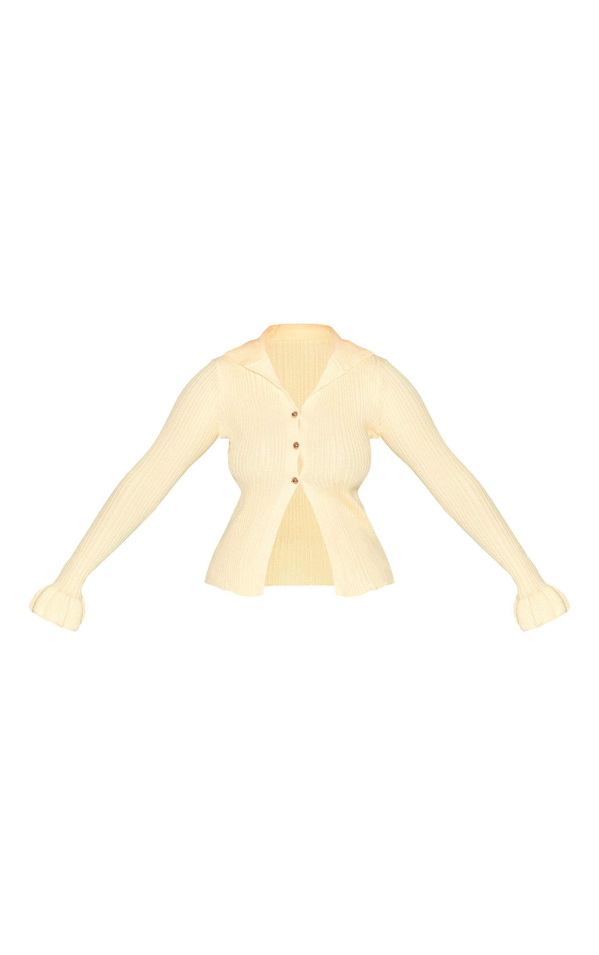 Shape Lemon Knitted Rib Button Front Split Hem Cardigan image 5