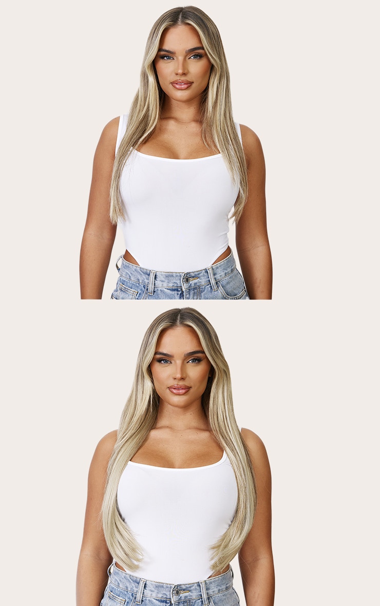 Lullabellz Thick 24` 1 Piece Straight Clip In Hair Extensions California Blonde image 3