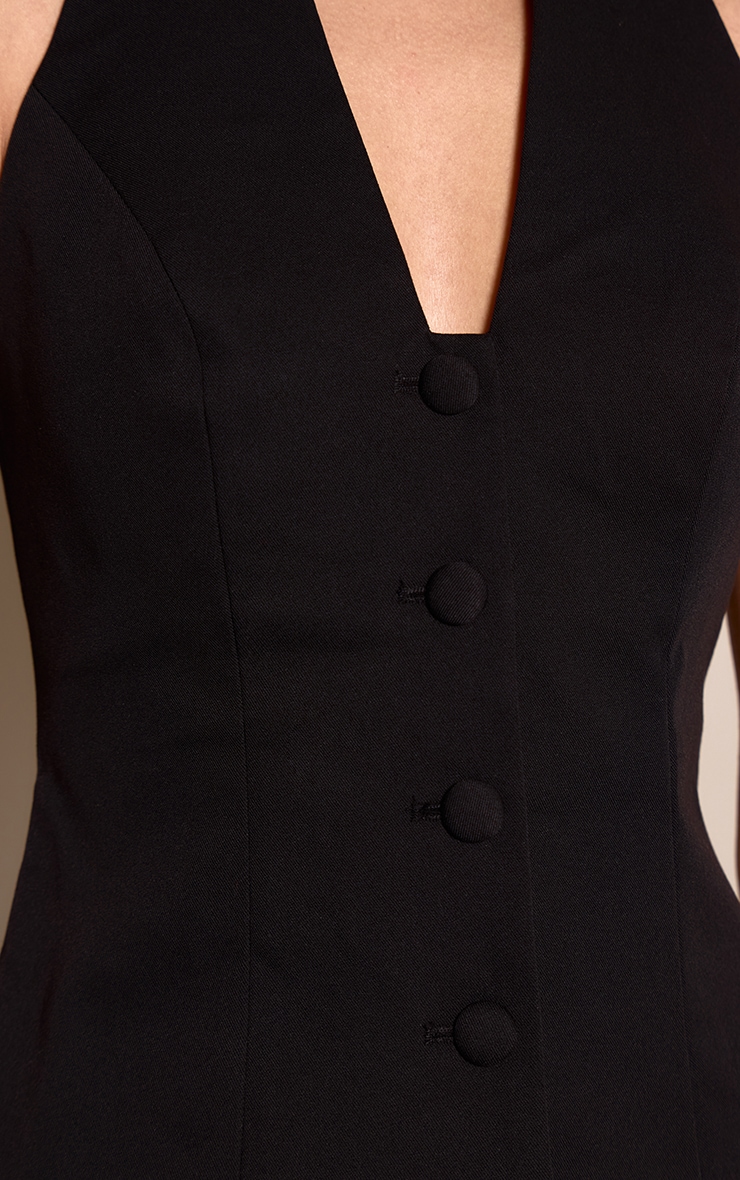 Black Halter Neck Button Down Waistcoat image 4