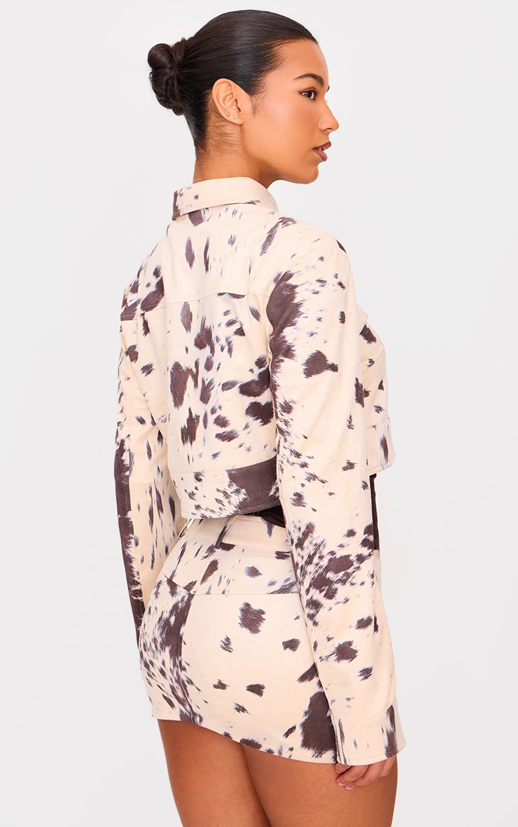 Veste courte en suédine multicolore imprimé vache image 2
