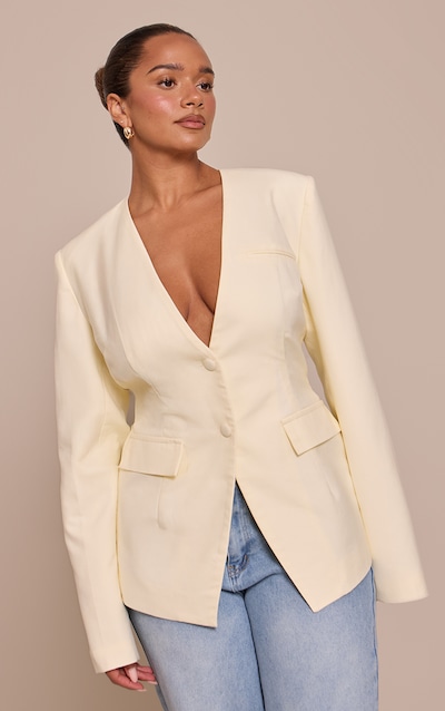 Shape Butter Cream Plunge Neck Cinched Blazer