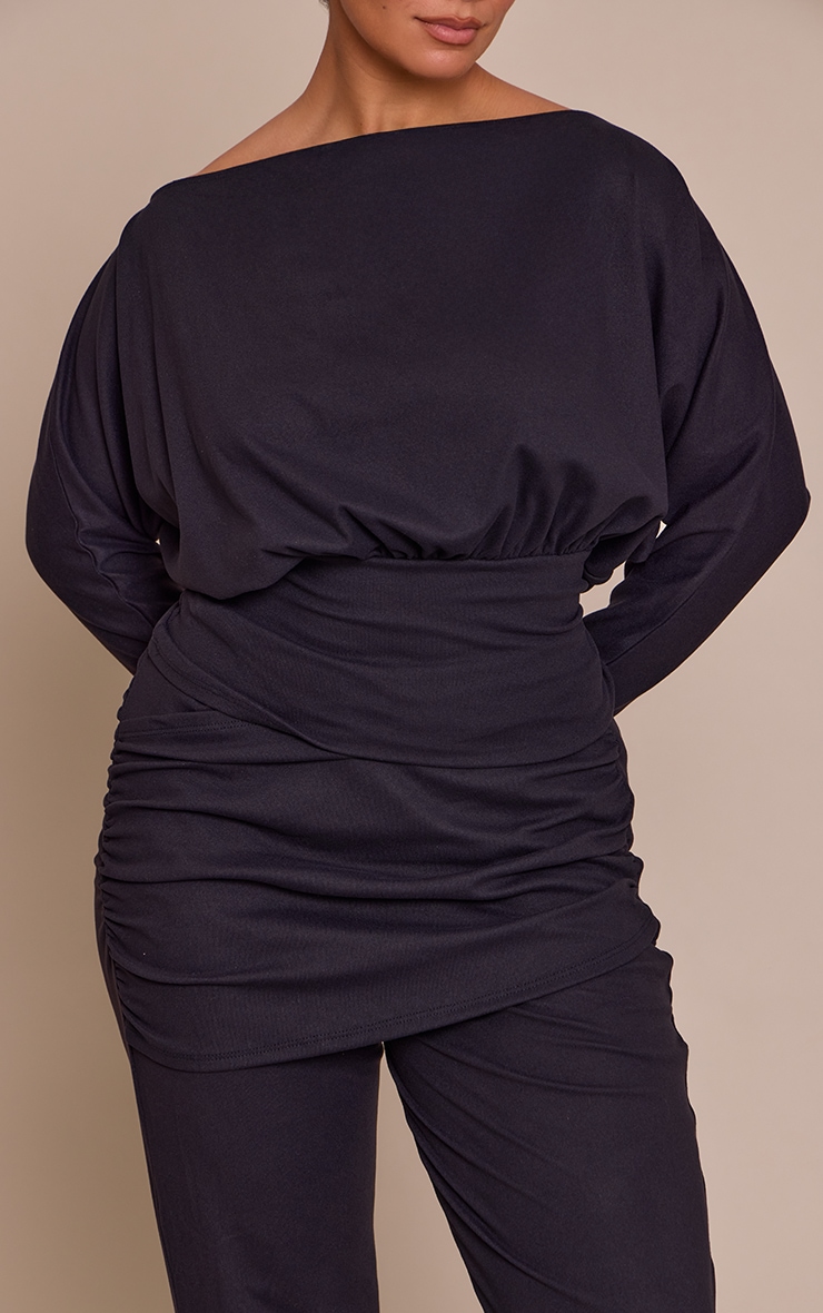 Shape Black Soft Touch Ruched Bust Detail Top image 4