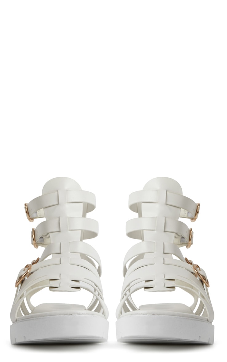 Kinsley White Gladiator Sandals With Cleated Sole | PrettyLittleThing