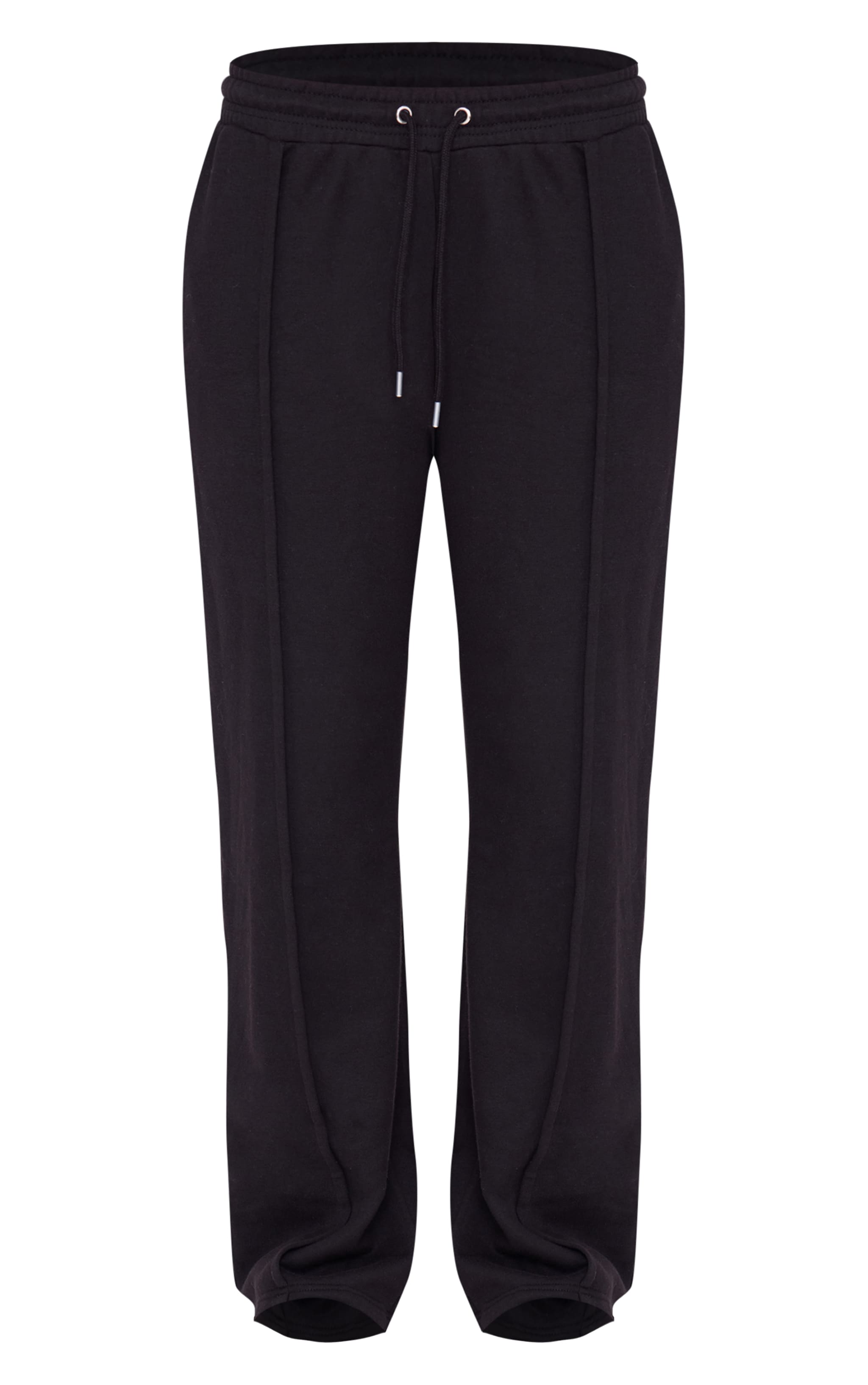 Black Wide Leg Pintuck Drawstring Sweatpants image 5