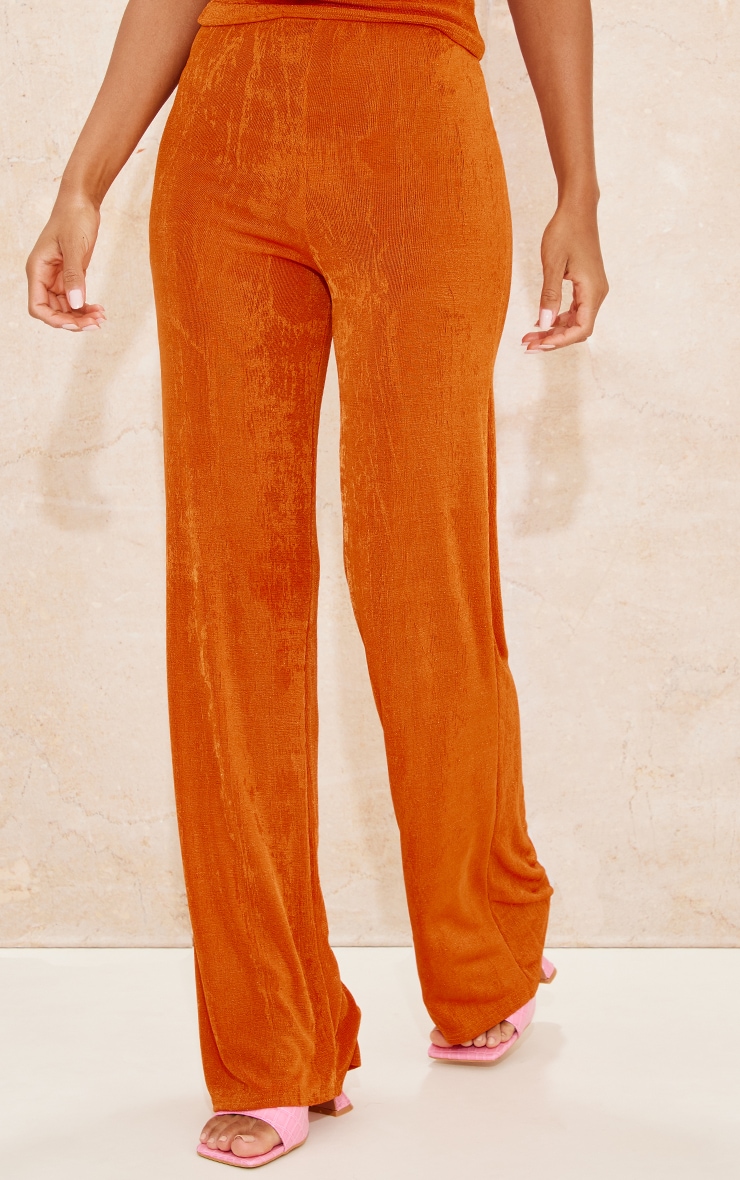 Rust Acetate Slinky High Waist Wide Leg Pants image 2