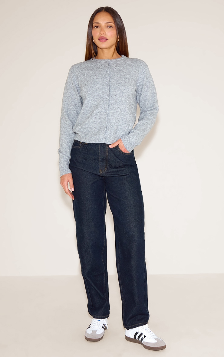Tall Ash Grey Knit Button Through Cardigan image 3