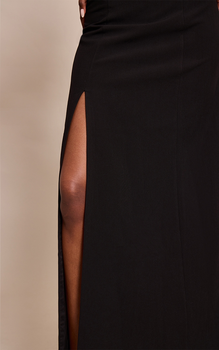 Black Tailored Halterneck Sleeveless Maxi Dress image 4