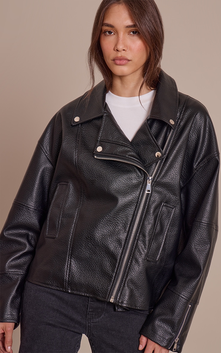 Veste motard oversize en PU noir image 4