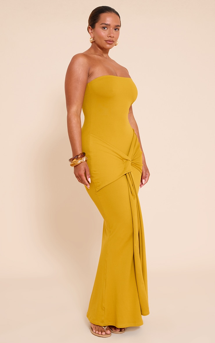 Shape Golden Olive Sculpt Bandeau Wrap Drape Maxi Dress image 3