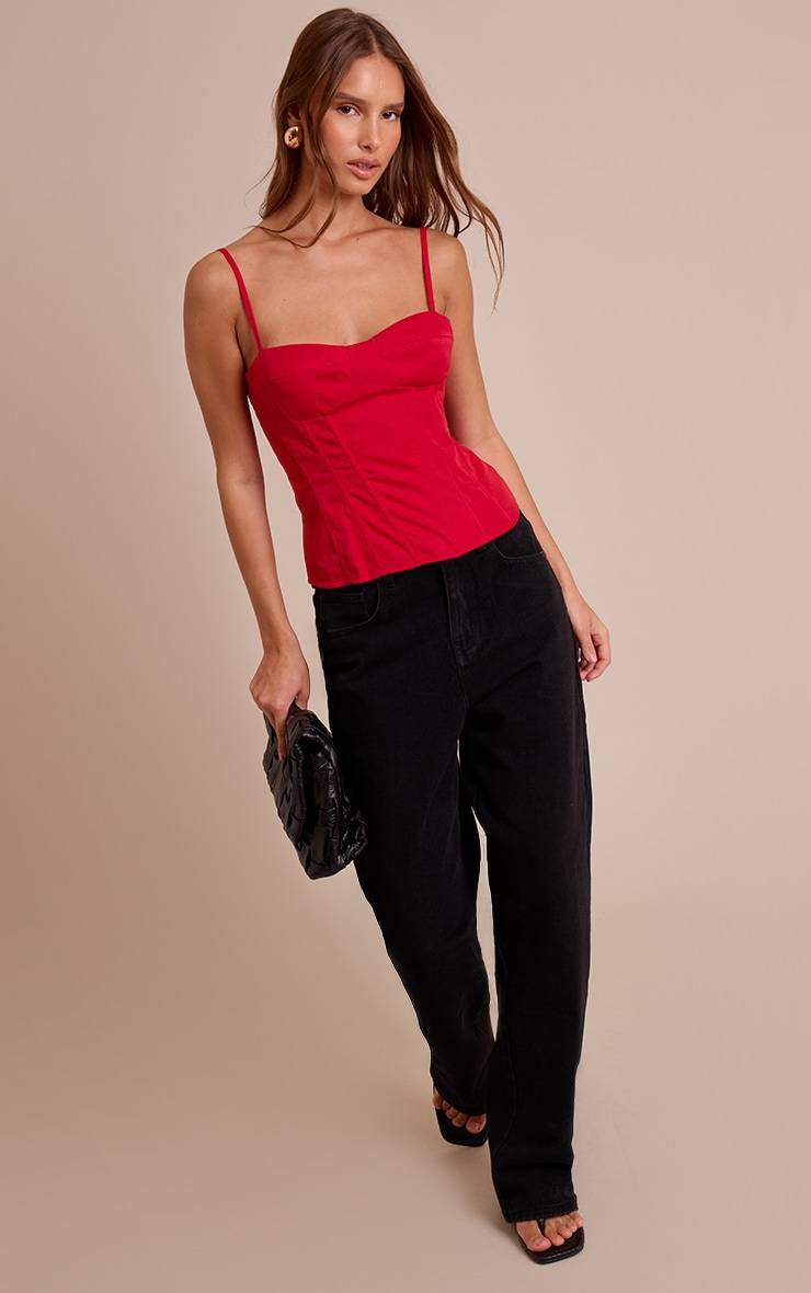 Red Structured Corset Top image 3
