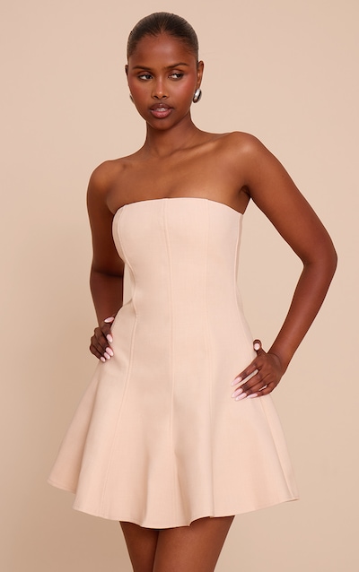 Cream Woven Bandeau Shift Mini Dress