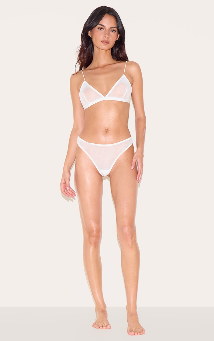 White Mesh Basic Triangle Bra image 3
