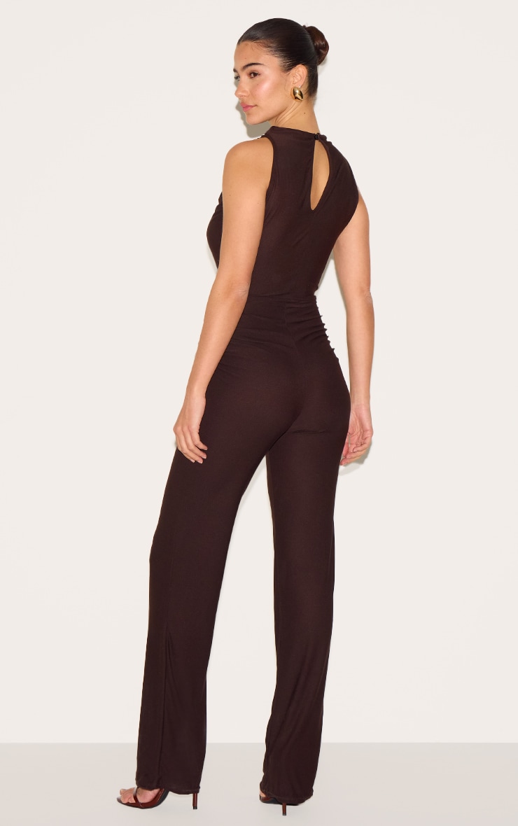 Chocolate Soft Touch Ruched Straight Leg Jumpsuit image 2