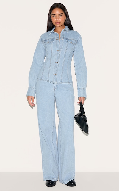 Tall Light Blue Wash High Waist Wide Leg Jeans