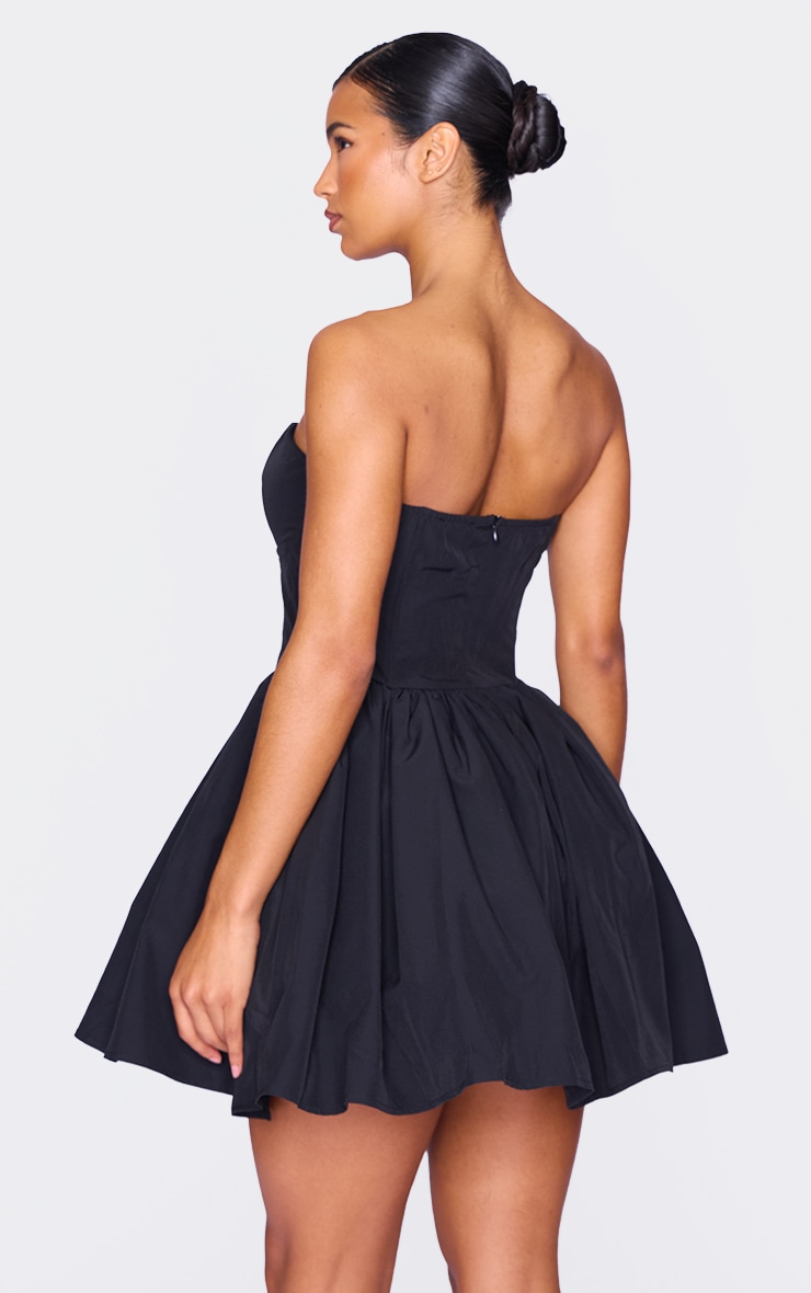 Black Bandeau Corset Detail Shift Dress image 2