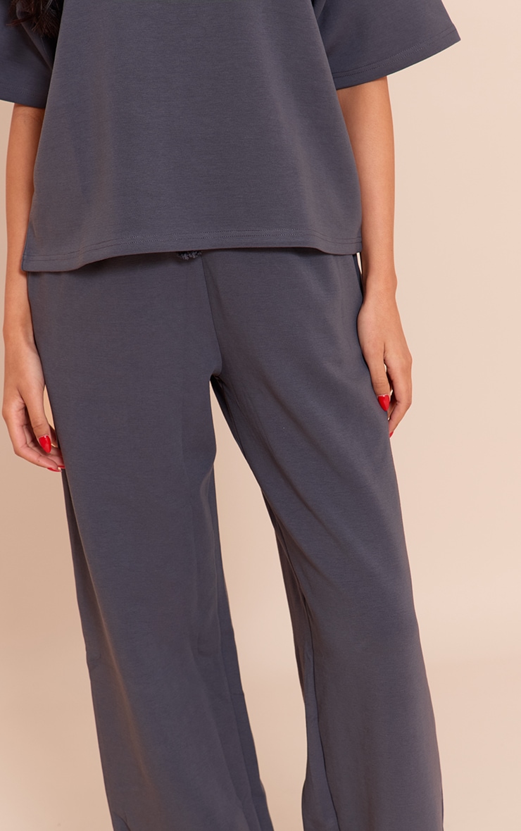 Tall Navy Interlock Wide Leg Track Pants image 4