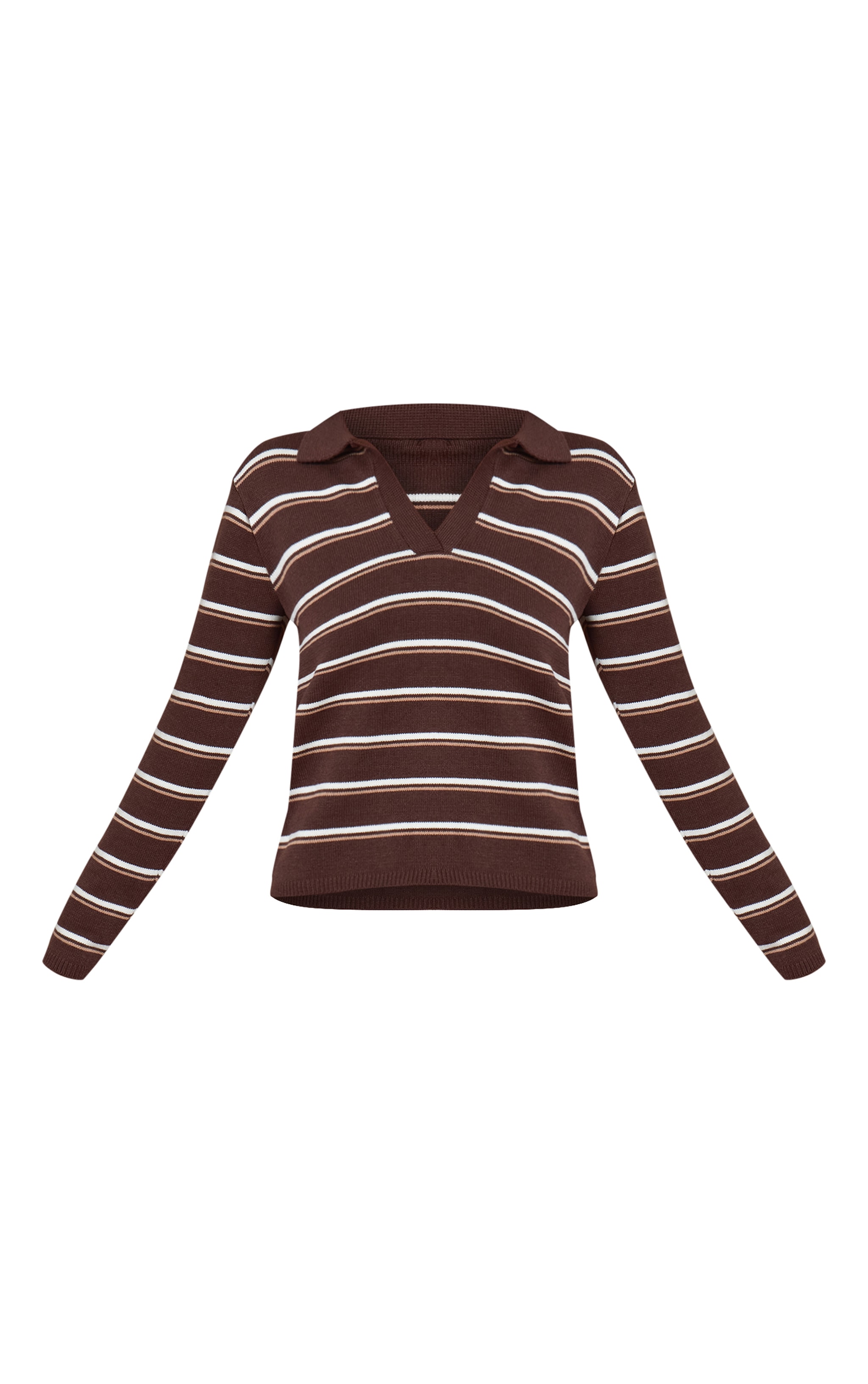 Chocolate Striped Rugby Knitted Top  image 5
